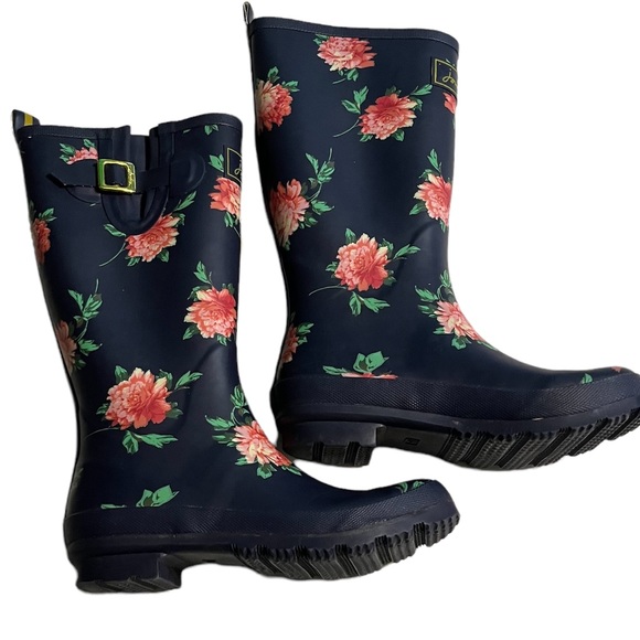Joules Women’s floral Tall Rain Boots Size 7 - Picture 3 of 8